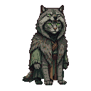Pixel Art: cat druid in wolf fur cat and coat