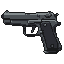 Dark grey semi-automatic pistol in profile.