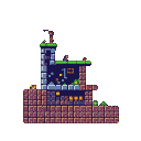 Pixel Art: Mario's level-clearing scene，three storeys