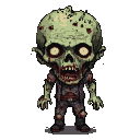 Pixel Art: zombie with huge head full body