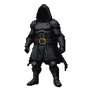 Pixel Art: full body hooded hero shadow no face