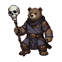 Pixel Art: bear necromancer with skull staff