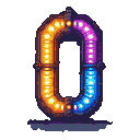 Pixel Art: steam punk glow tube, number 0-9, colorful, delicate, actual...