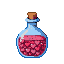 Pixel Art: love potion with many hearts (generated with AI and edited by pixie.haus).