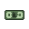 Green pixelated banknote with rectangular shapes on the sides and an abstract silhouette in the center, on a black background.