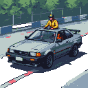 Pixel Art: faça um nissan grt skiline cinza com uma liztra zul passando...