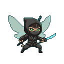 Pixel Art: ninja pixie with katana