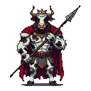 Pixel Art: Cow king with spear