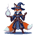 Pixel Art: fox mage (generated with AI by Oriseris Wizard).