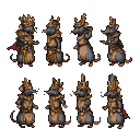 Pixel Art: spritesheet rat king different poses
