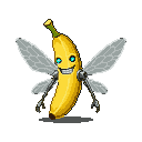 Pixel Art: banana robot pixie with wings