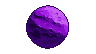 A solitary, ovular, purple and violet object with a pixelated, rocky texture on a black background.