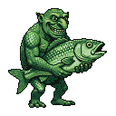 Pixel Art: troll holding big fish