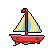 Cheerful Red Sailboat on a Sunny Summer Day
