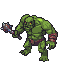 A green-skinned ogre with glowing red eyes grips a spiked club.