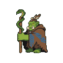 Pixel Art: orc shaman with snake rod