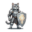 Pixel Art: cat paladin with blessed shield