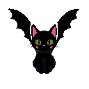 Pixel Art: Black cat with wings bat