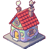 Pixel Art: whimsical cute house isometric tile
