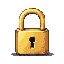 A gleaming golden padlock with a detailed keyhole.