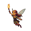 Pixel Art: pixie flying and holding torch