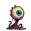 Pixel Art: set of weird monsters with big heads and small bodies style