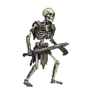 Pixel Art: skeleton warrior sideview -simple style