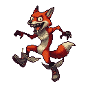 Pixel Art: crazy fox with winged boots