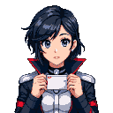 Pixel Art: persona che entra (generated with AI by Taliwyr Banshee).