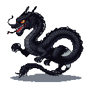 Pixel Art: Pixel art de um dragão chinês longo e serpentino, corpo tota...