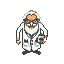 Pixel Art: mad scientist top-down view sprite (generated with AI and edited by sandacz).