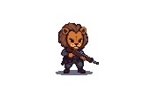 Pixel Art: small human with lion head and rifle