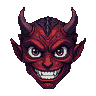 Pixel Art: demon with anime style overdrawn face