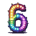Pixel Art: steam punk glow tube, number 6, colorful, delicate, actual, ...