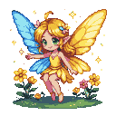 Pixel Art: little fairy in the colors of the sun
