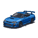 Pixel Art: mobil supra berwarna biru (generated with AI by Vynniel Dragonkin).