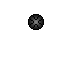 Grayscale pixel art of a glowing, segmented circular object on a dark background.