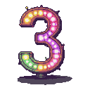 Pixel Art: steam punk glow tube, number 3, colorful, delicate, actual, ...