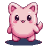 Cute Pink Creature Waving Hello with Joyful Sparkle
