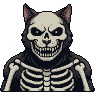 Pixel Art: cat boss with skeleton head - game character