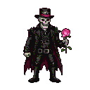 Pixel Art: Ripper holding pink rose