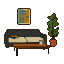 Pixel Art: modern bulding inside furniture