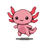 Pixel Art: Un ajolote flotante de tamaño regular, de 45 x 45 px, estilo...