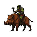 Pixel Art: orc riding on boar