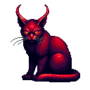 Pixel Art: demon cat (generated with AI and edited by sandacz).