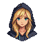 Pixel Art: hooded blond hair girl portrait