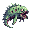 Pixel Art: zombified sea creature (generated with AI and edited by Alouka).