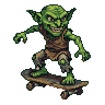 Pixel Art: goblin on skateboard