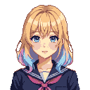 Serene Schoolgirl Portrait: Pastel Hair, Expressive Eyes