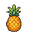 A pixelated golden-orange pineapple with a spiky green crown.